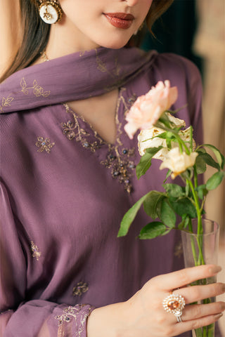 3 Piece Chiffon Embroidered Suit (FL0170)