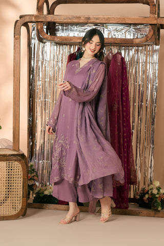3 Piece Chiffon Embroidered Suit (FL0170)