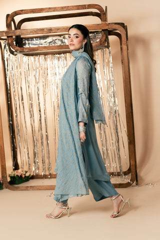 3 Piece Chiffon Embroidered Suit (FL0185)