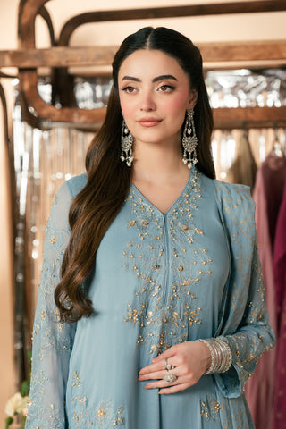 3 Piece Chiffon Embroidered Suit (FL0185)