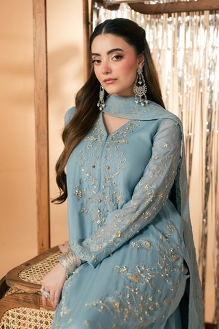 3 Piece Chiffon Embroidered Suit (FL0185)