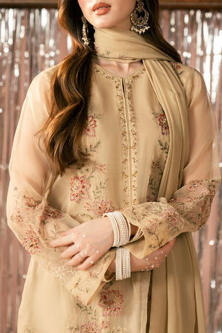 3 Piece Organza Embroidered Suit (FL0188)
