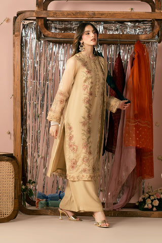 3 Piece Organza Embroidered Suit (FL0188)