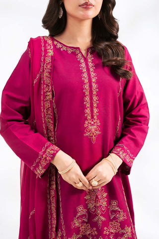 3 Piece Cotton Silk Embroidered Suit (FL0240)