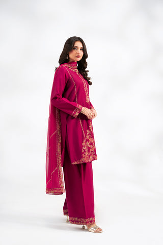 3 Piece Cotton Silk Embroidered Suit (FL0240)