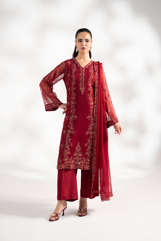 3 Piece Chiffon Embroidered Suit (FL0243)
