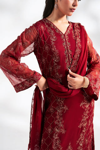 3 Piece Chiffon Embroidered Suit (FL0243)