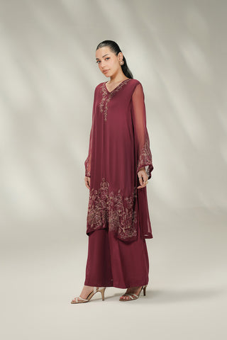 2 Piece Chiffon Embroidered Suit (FL0245)