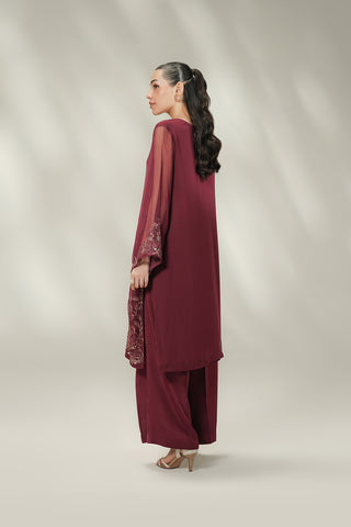 2 Piece Chiffon Embroidered Suit (FL0245)