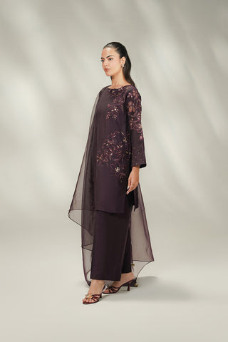 3 Piece Cotton Silk Embroidered Suit (FL0249)