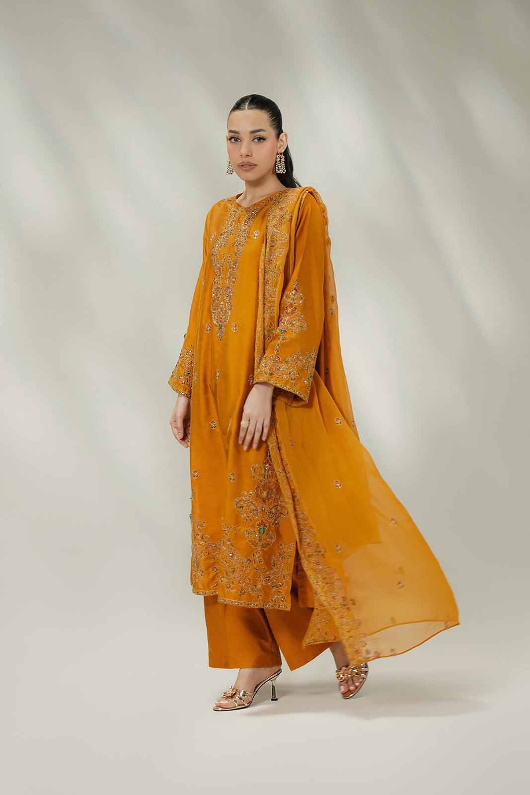 3 Piece Cotton Silk Embroidered Suit (FL0253)