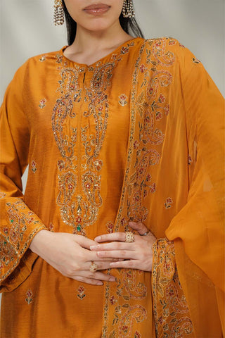 3 Piece Cotton Silk Embroidered Suit (FL0253)