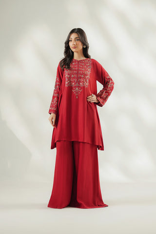 2 Piece Raw Silk Embroidered Suit (FL0254)