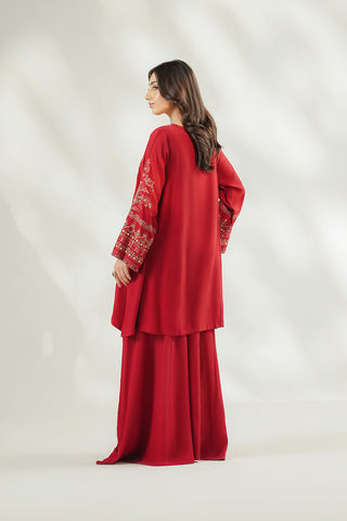 2 Piece Raw Silk Embroidered Suit (FL0254)