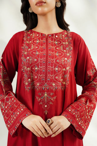 2 Piece Raw Silk Embroidered Suit (FL0254)