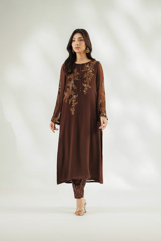 2 Piece Chiffon Embroidered Suit (FL0255)