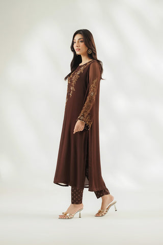 2 Piece Chiffon Embroidered Suit (FL0255)
