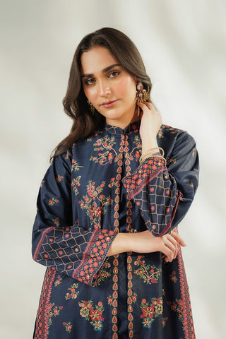 3 Piece Printed Raw Silk Embroidered Suit (FL0260)