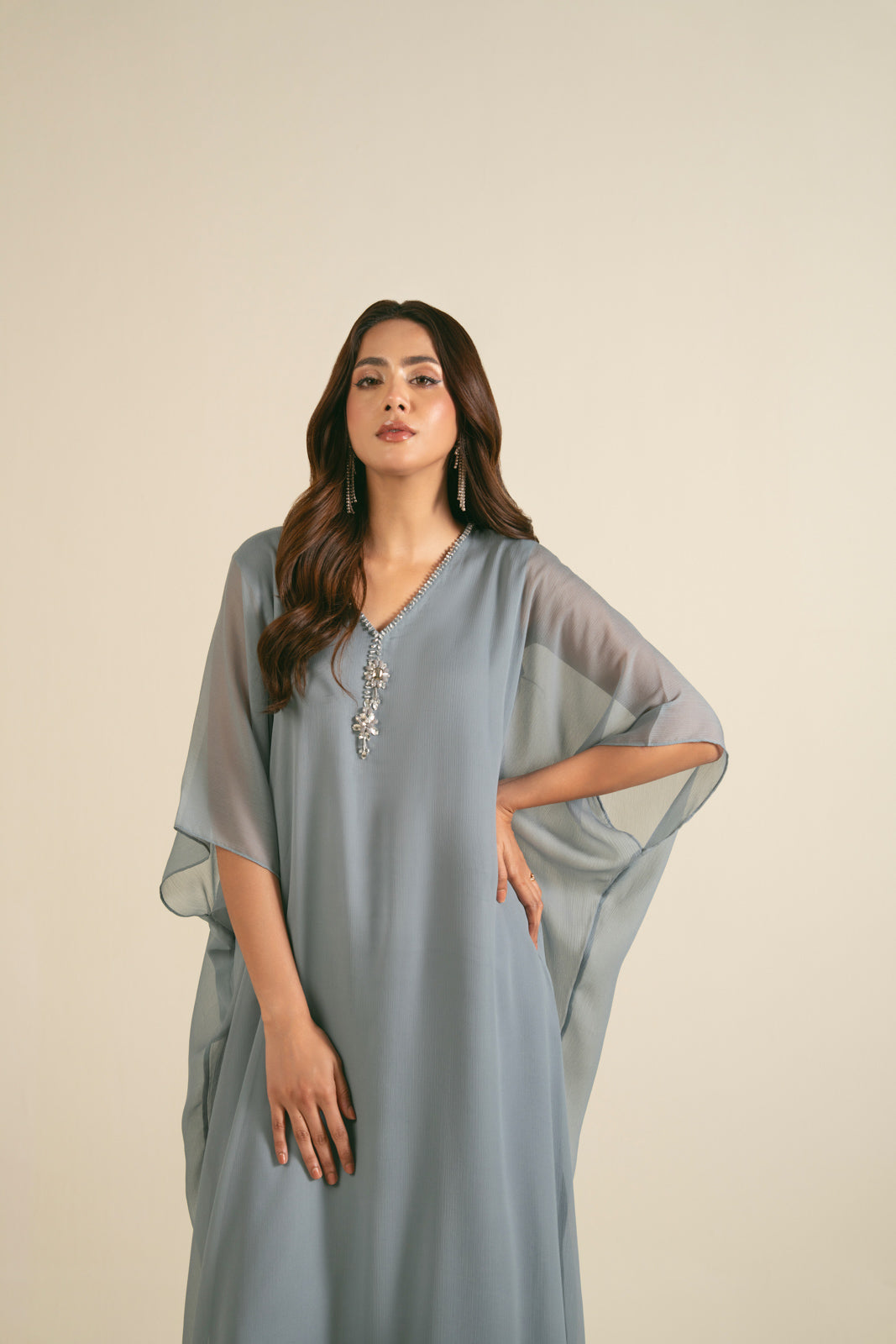 2 Piece  Chiffon Embroidered Suit (FS0023)