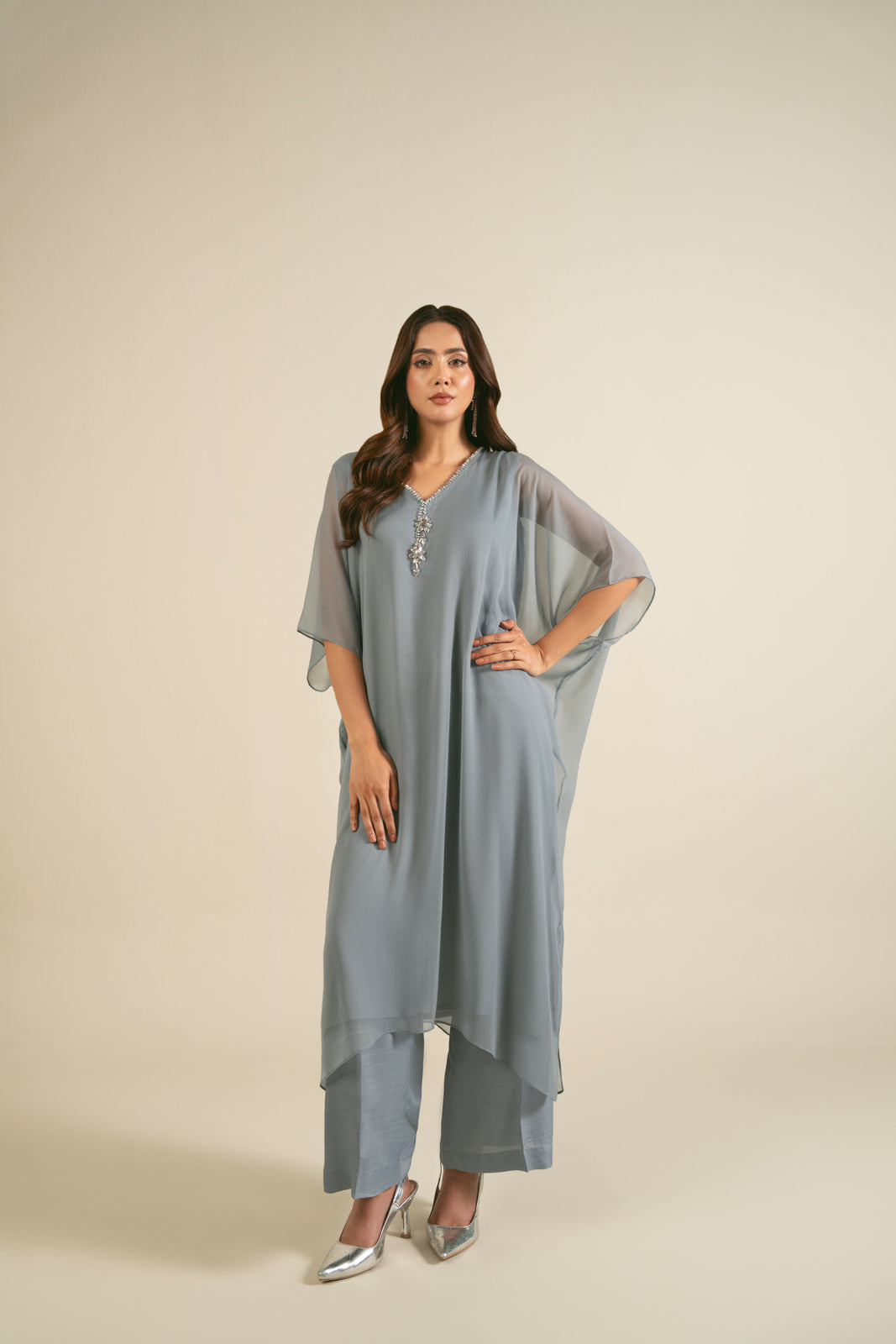 2 Piece  Chiffon Embroidered Suit (FS0023)