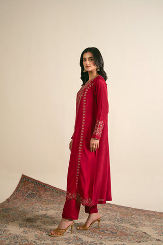 2 Piece  Silk Embroidered Suit (FS0025)