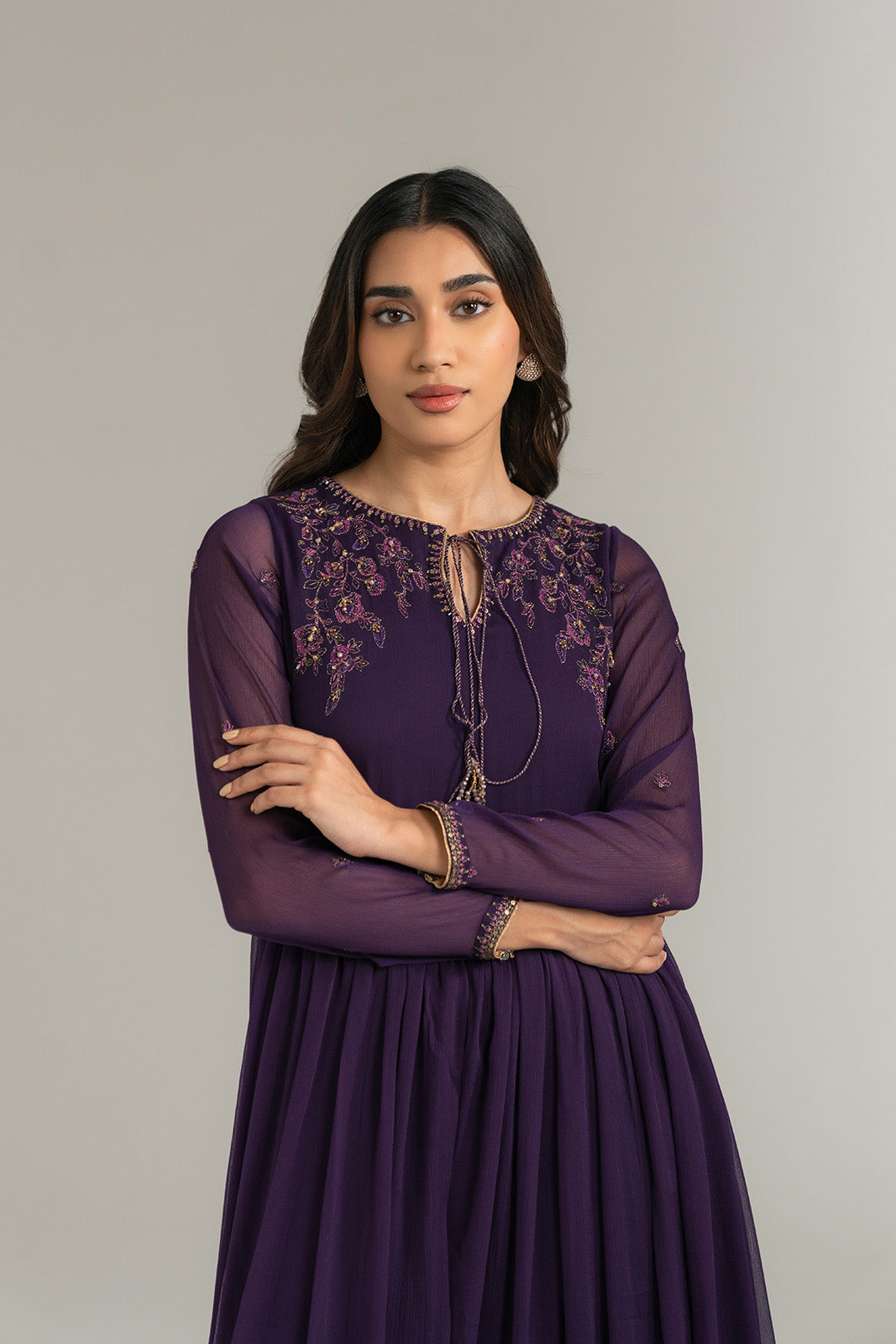 1 Piece Chiffon Embroidered Shirt (FS0036)