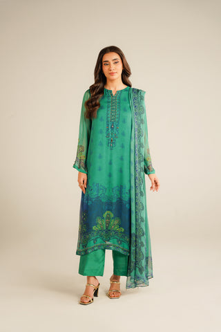 3 Piece Chiffon Printed Suit (FS0041)