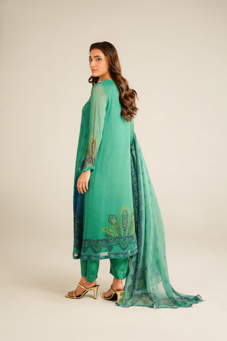 3 Piece Chiffon Printed Suit (FS0041)