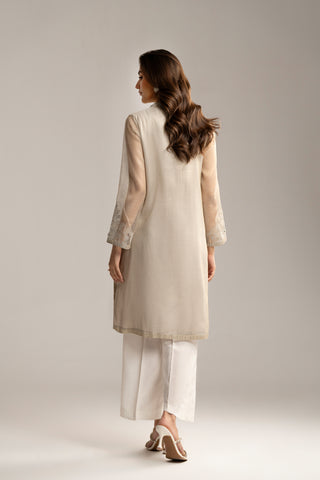 1 Piece Emboss Zari Net Embroidered Shirt (FS0047)