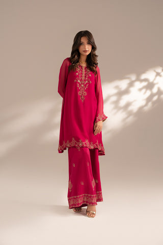 2 Piece Chiffon Embroidered Suit (FS0083)