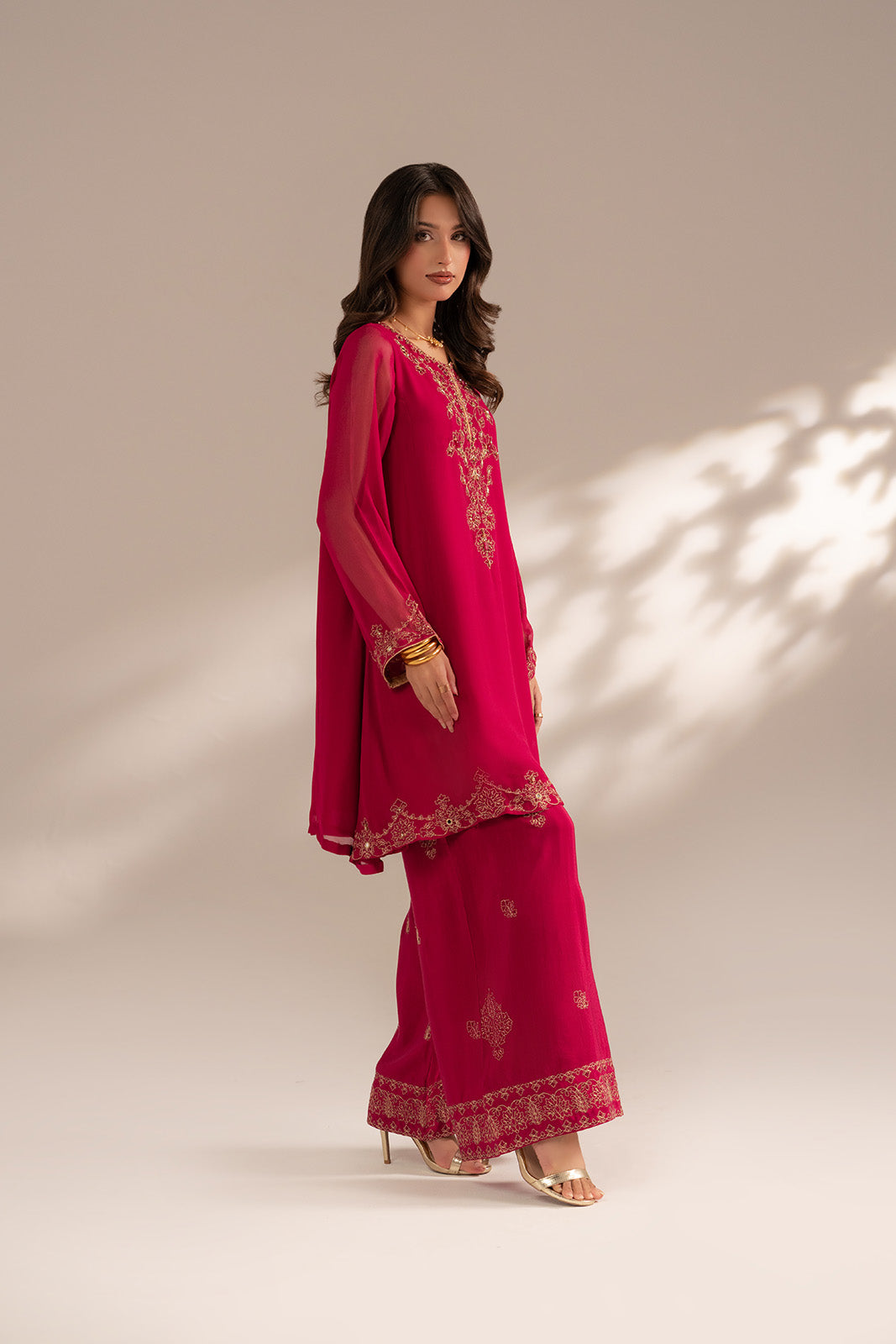 2 Piece Chiffon Embroidered Suit (FS0083)