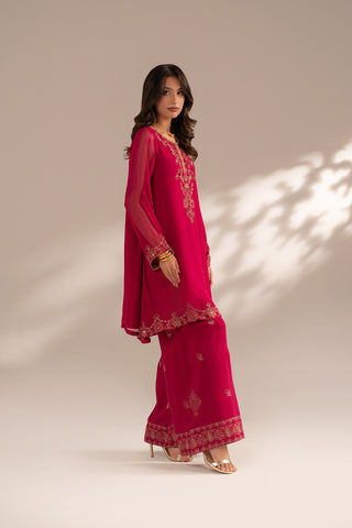 2 Piece Chiffon Embroidered Suit (FS0083)