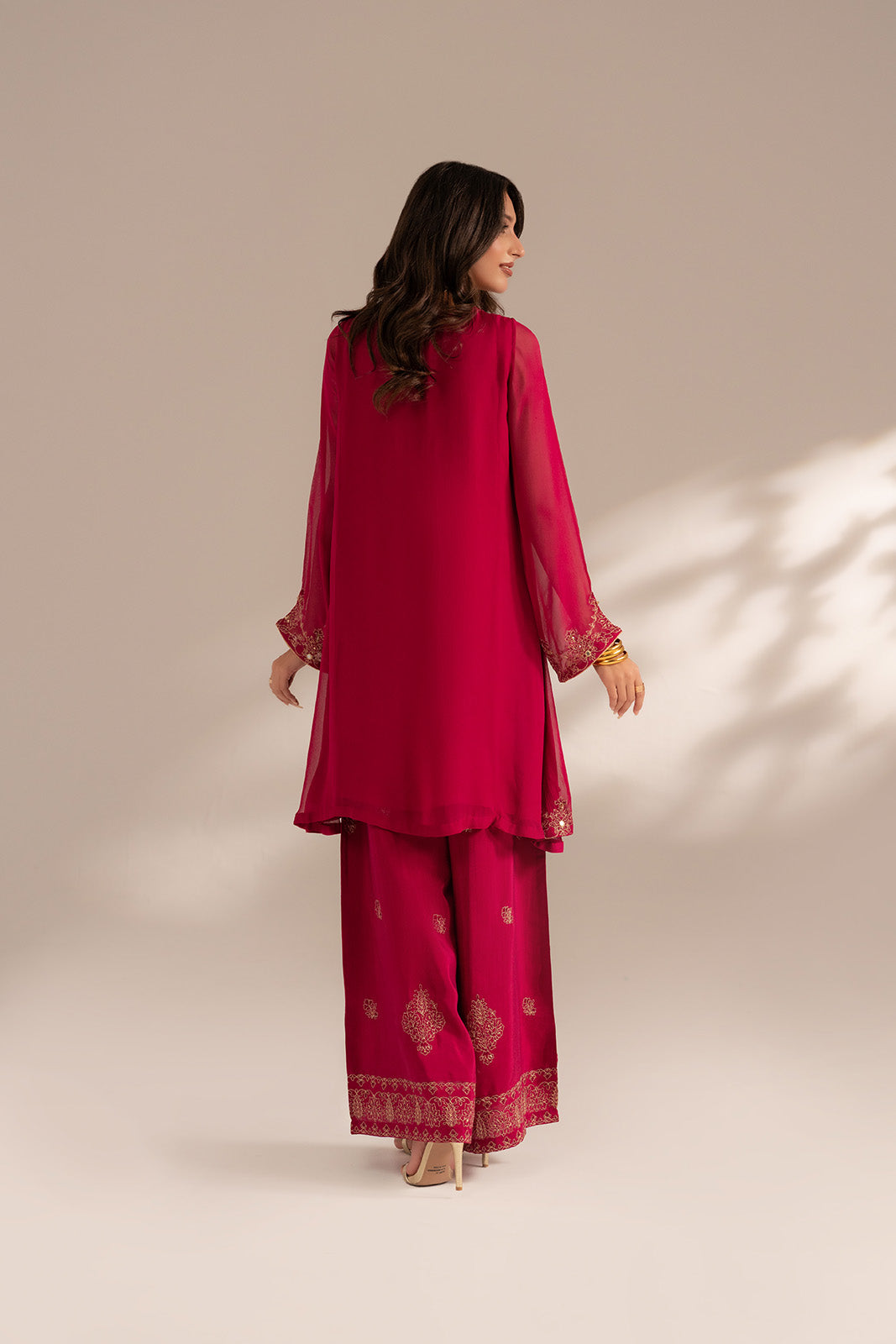 2 Piece Chiffon Embroidered Suit (FS0083)