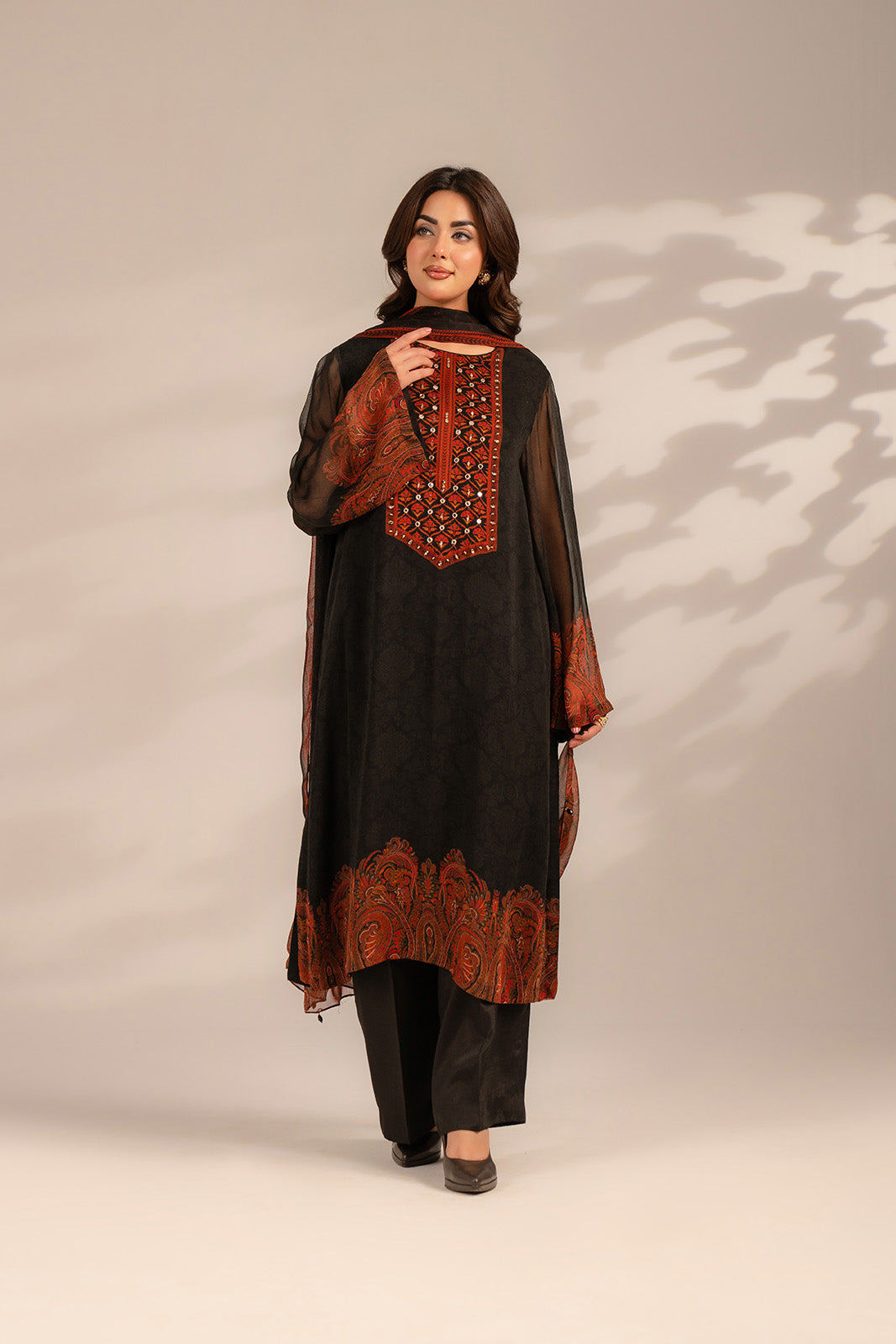 3 Piece Chiffon Printed Suit (FS0086)