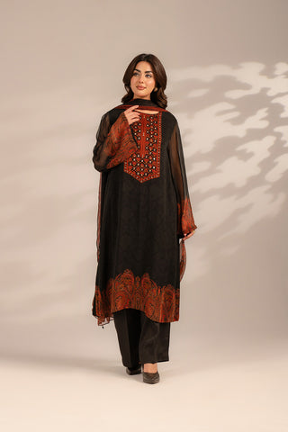 3 Piece Chiffon Printed Suit (FS0086)
