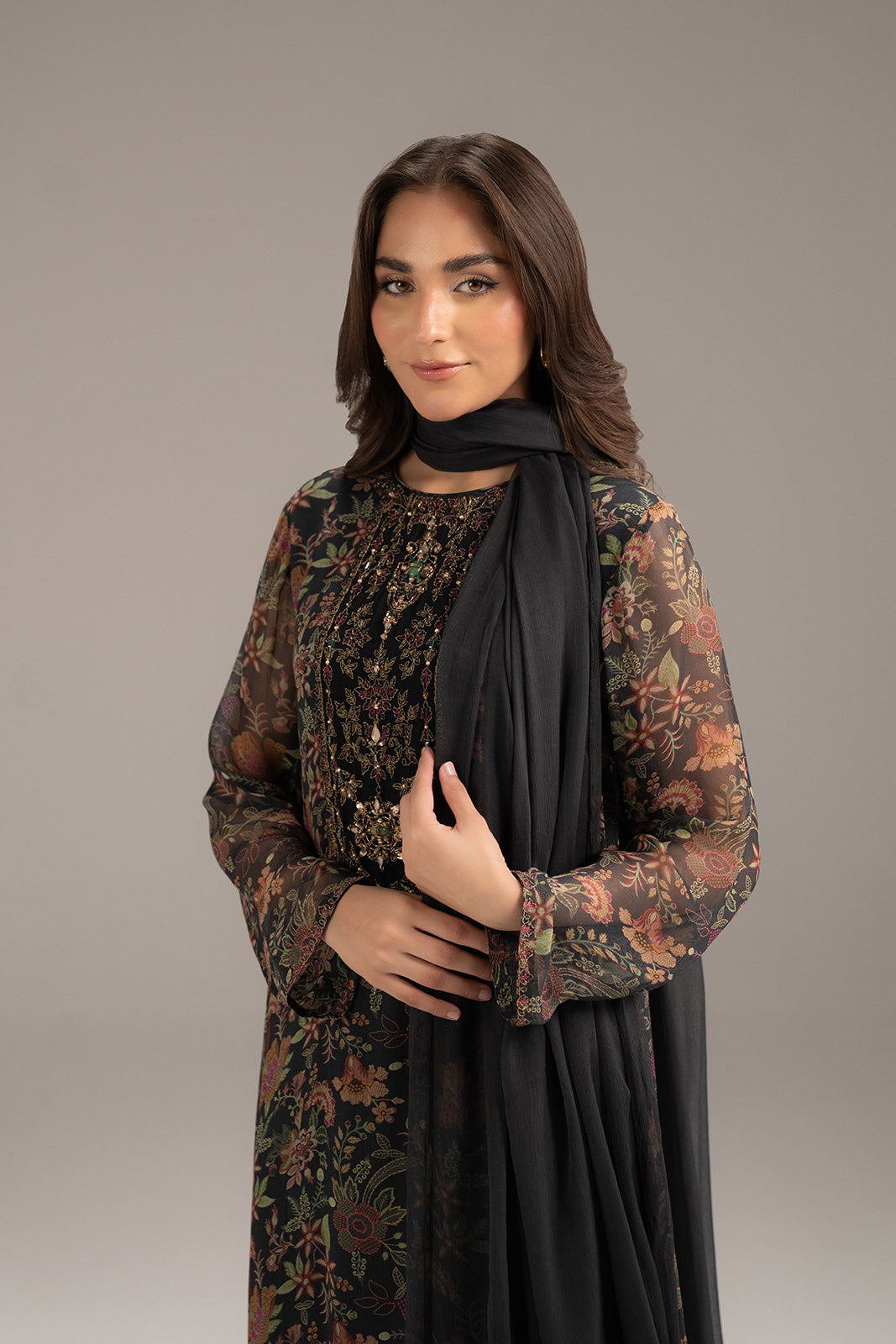 3 Piece Chiffon Printed Suit (FS0088)