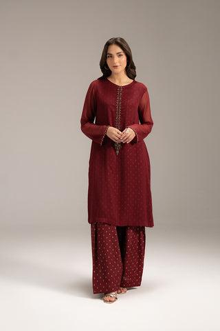 2 Piece Chiffon Embroidered Suit (FS0091)