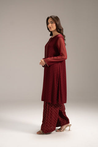 2 Piece Chiffon Embroidered Suit (FS0091)