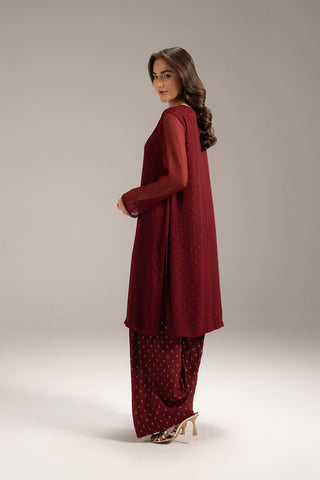 2 Piece Chiffon Embroidered Suit (FS0091)