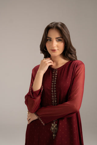 2 Piece Chiffon Embroidered Suit (FS0091)