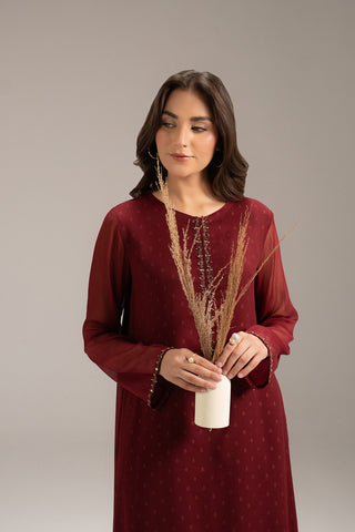 2 Piece Chiffon Embroidered Suit (FS0091)