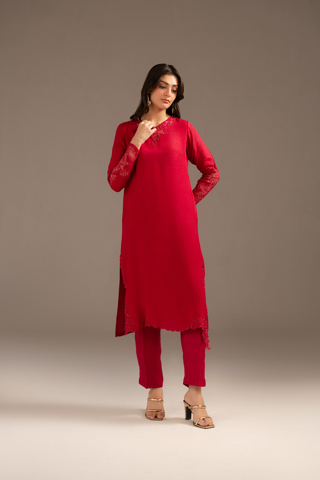 2 Piece Raw Silk Embroidered (FS0093)