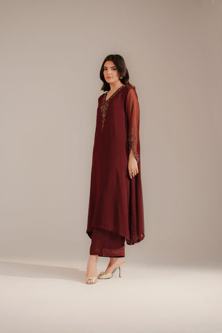 2 Piece Chiffon Embroidered Suit (FS0098)
