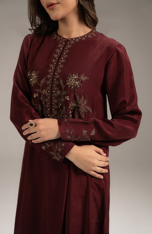 2 Piece Raw Silk Embroidered Suit (FS0100)
