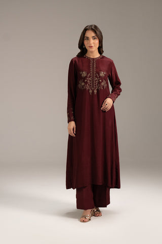 2 Piece Raw Silk Embroidered Suit (FS0100)