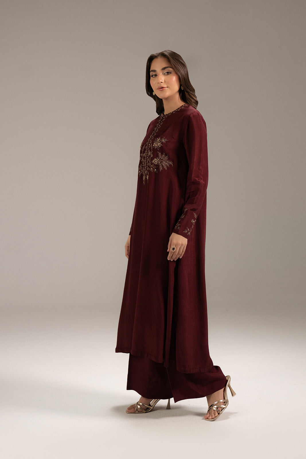 2 Piece Raw Silk Embroidered Suit (FS0100)