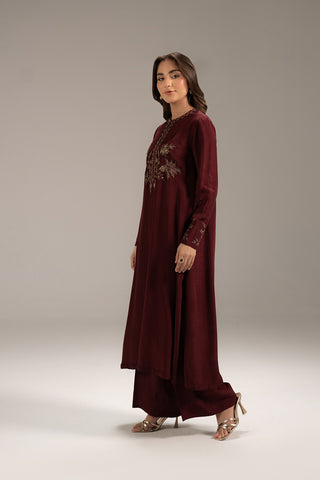 2 Piece Raw Silk Embroidered Suit (FS0100)