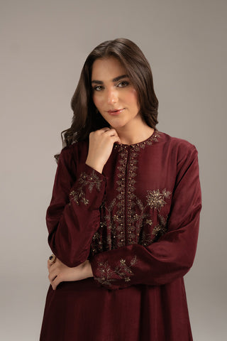 2 Piece Raw Silk Embroidered Suit (FS0100)