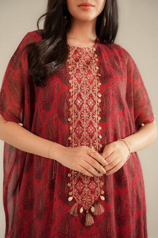 2 Piece Chiffon Embroidered Suit (FS0101)