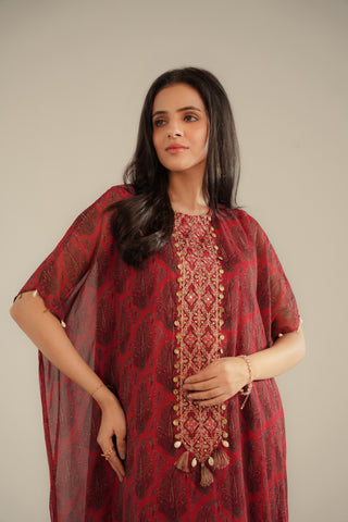 2 Piece Chiffon Embroidered Suit (FS0101)